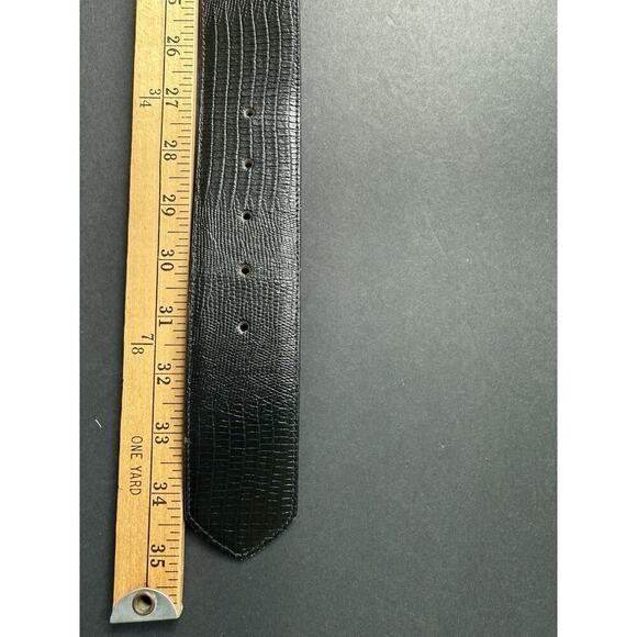 Talbots Lizard Grain Leather Womens Belt Wide Black Size Medium Career Capsule - Picture 6 of 10